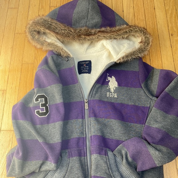 US Polo Assn. Junior's Striped Fleece Hoodie - Picture 7 of 11